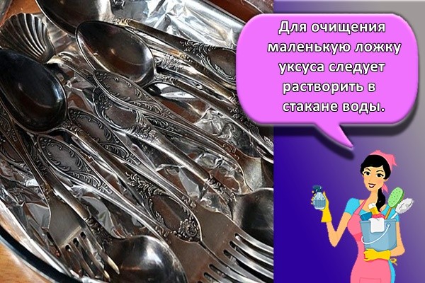 Для очищения маленькую ложку уксуса следует растворить в стакане воды.
