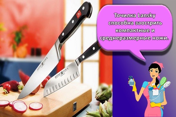 Точилка Lansky способна заострить компактные и среднеразмерные ножи.