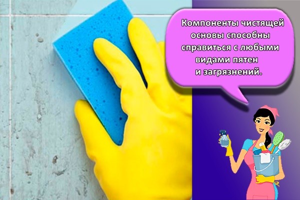 Компоненты чистящей основы способны справиться с любыми видами пятен и загрязнений