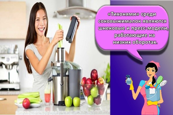 «Тихонями» среди соковыжималок являются шнековые и пресс-модели, работающие на низких оборотах