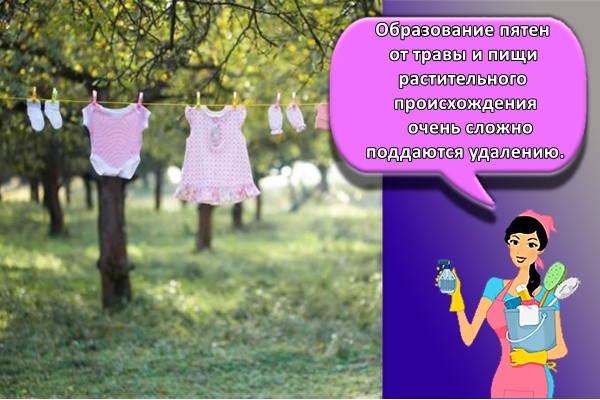 Образование пятен от травы и пищи растительного происхождения очень сложно поддаются удалению.