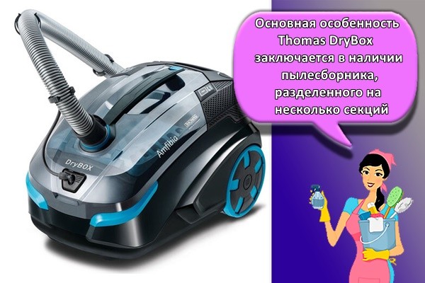 Основная особенность Thomas DryBox заключается в наличии пылесборника, разделенного на несколько секций