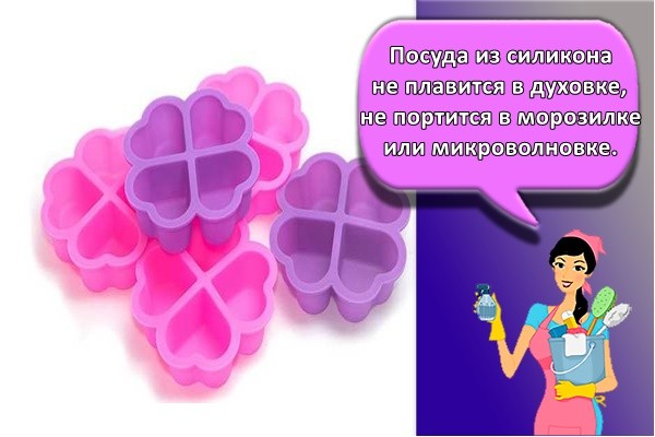 Посуда из силикона не плавится в духовке, не портится в морозилке или микроволновке.