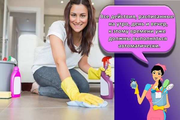 Все действия, расписанные на утро, день и вечер, к этому времени уже должны выполняться автоматически.