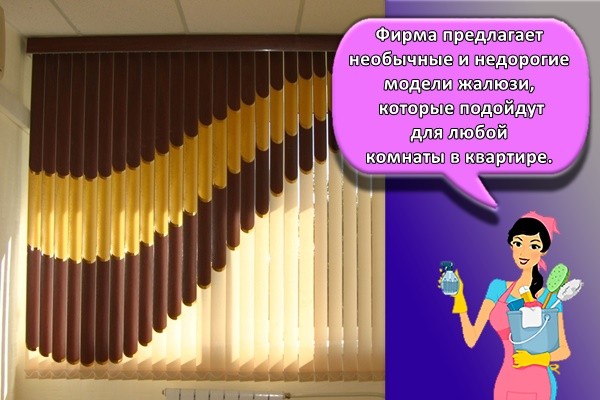 Фирма предлагает необычные и недорогие модели жалюзи, которые подойдут для любой комнаты в квартире.
