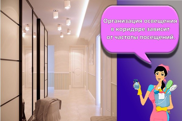 Организация освещения в коридоре зависит от частоты посещений
