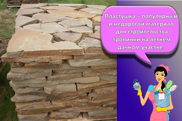 Пластушка – популярный и недорогой материал для строительства тропинки на летнем дачном участке.