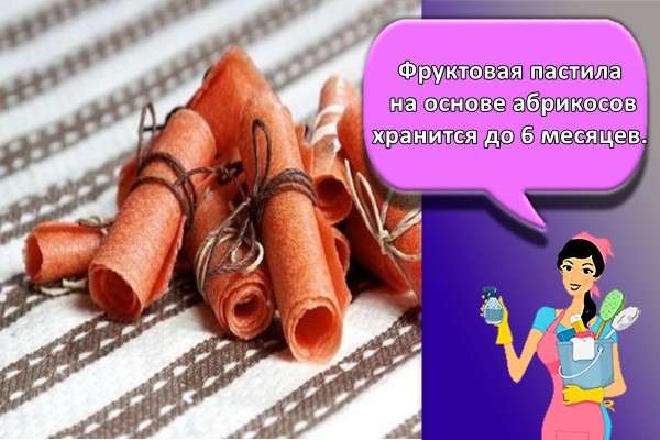 Фруктовая пастила на основе абрикосов хранится до 6 месяцев.