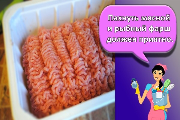 Пахнуть мясной и рыбный фарш должен приятно.