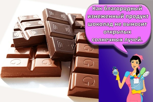 Как благородный изнеженный продукт шоколад не выносит открытых солнечных лучей.