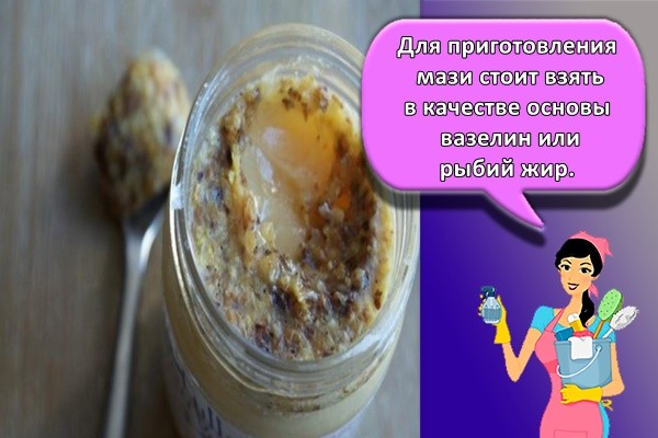 Для приготовления мази стоит взять в качестве основы вазелин или рыбий жир
