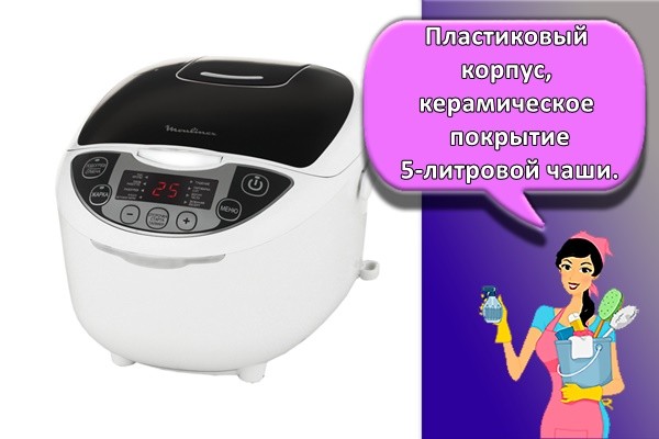 Пластиковый корпус, керамическое покрытие 5-литровой чаши.
