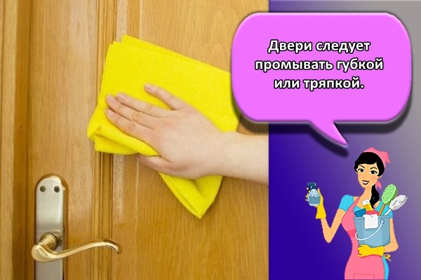 Двери следует промывать губкой или тряпкой.