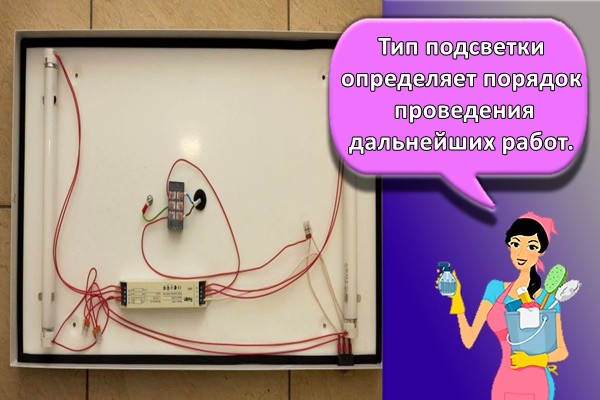 Тип подсветки определяет порядок проведения дальнейших работ.