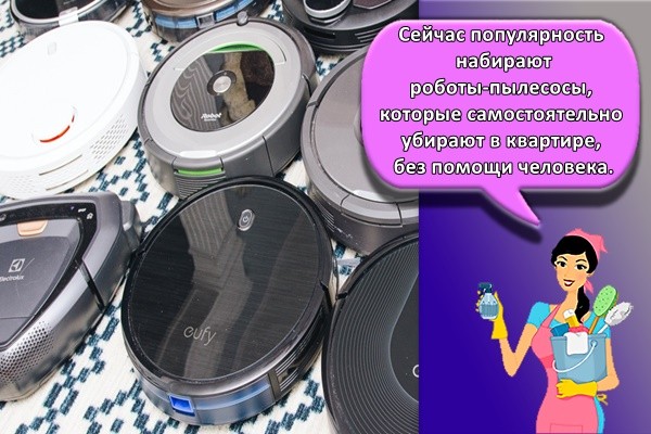 Сейчас популярность набирают роботы-пылесосы, которые самостоятельно убирают в квартире, без помощи человека.