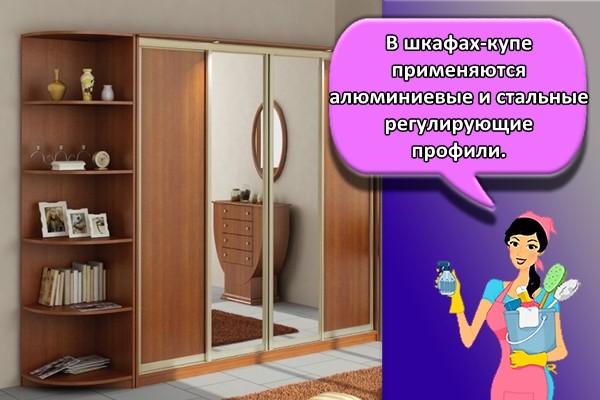В шкафах-купе применяются алюминиевые и стальные регулирующие профили.