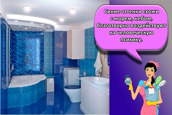 Синие оттенки схожи с морем, небом, благотворно воздействуют на человеческую психику.