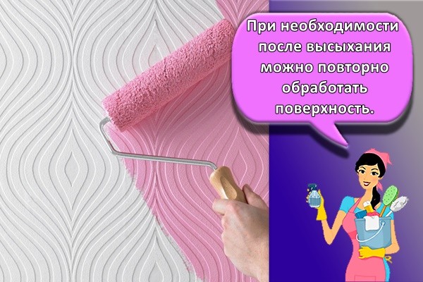 При необходимости после высыхания можно повторно обработать поверхность.