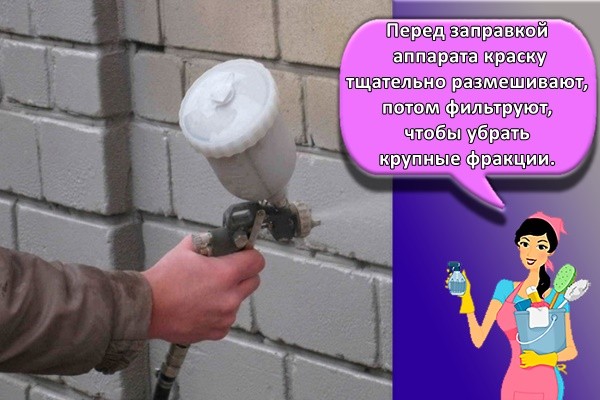 Перед заправкой аппарата краску тщательно размешивают, потом фильтруют, чтобы убрать крупные фракции.